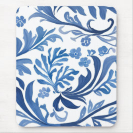 Blue & White Floral Design | Chinoiserie Pattern マウスパッド