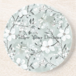 Blue White Floral Dragonflies コースター