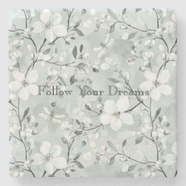 Blue White Floral Dragonflies ストーンコースター