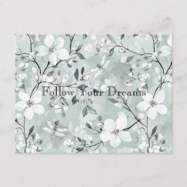 Blue White Floral Dragonflies ポストカード