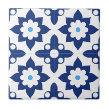  Blue &White floral Geometric