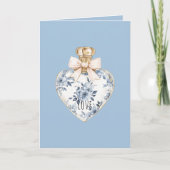 Blue White Floral Heart Perfume Bottle Love  カード (正面)