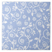 blue &white floral pattern  タイル (正面)