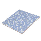 blue &white floral pattern  タイル (側面)