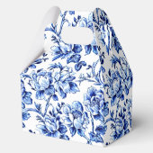 Blue & White Floral Toile with Calligraphy Wedding フェイバーボックス (裏面)