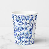 Blue & White Floral Toile with Calligraphy Wedding 紙コップ (右)