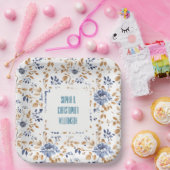 Blue White Floral Wedding ペーパープレート (パーティー)