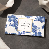 Blue White Floral Wedding Planner Elegant 名刺