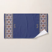 Blue White Flowers Muslim Personalised Wudhu Towel ハンドタオル (ハンドタオル)