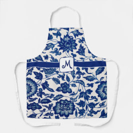 Blue White French Country All Over Print Apron エプロン