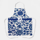 Blue White French Country All Over Print Apron エプロン (正面)