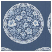 Blue White French Toile Circular Frame Whimsical  ファブリック (クローズアップ)