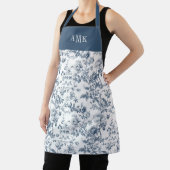 Blue White French Toile Monogram Apron エプロン (インサイチュ)