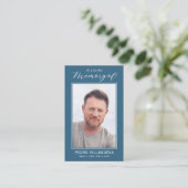 Blue & White Funeral Prayer Photo Sympathy Cards 名刺 (スタンド正面)