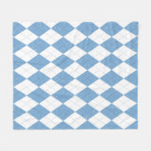Blue White Geometric Diamond Argyle Pattern フリースブランケット (正面(横))