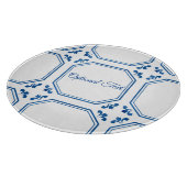 Blue & White Geometry & Flowers  カッティングボード (角)