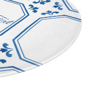 Blue & White Geometry & Flowers  カッティングボード (角)