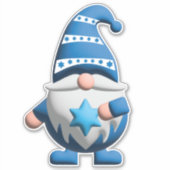 Blue White Gnome holding Star of David シール (正面)