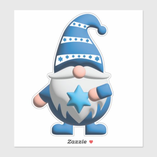 Blue White Gnome holding Star of David シール (シート)