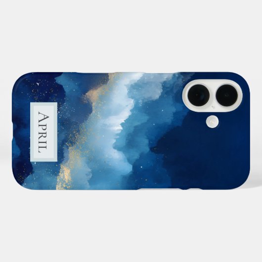 Blue, White & Gold Abstract Case-Mate iPhoneケース (裏面 (横))