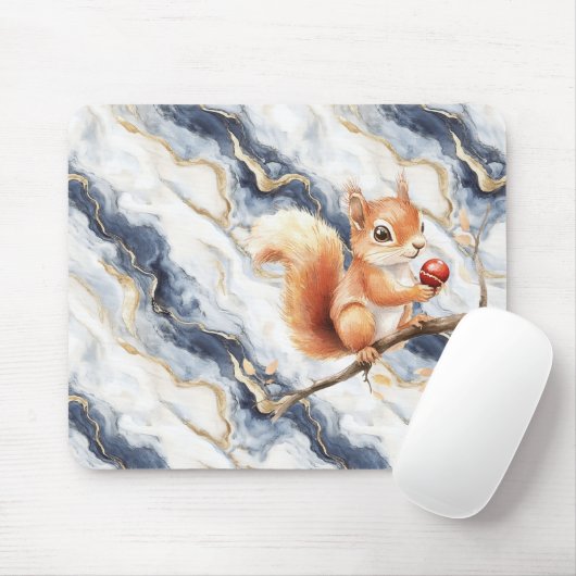 Blue White Gold Abstract Squirrel Apple マウスパッド (マウス)