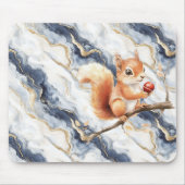 Blue White Gold Abstract Squirrel Apple マウスパッド (正面)