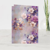 Blue White Gold Purple Floral Birthday カード (裏面)