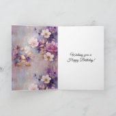 Blue White Gold Purple Floral Birthday カード (内部)