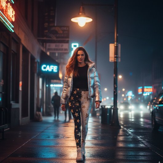 Blue & White Golden Stars Split レギンス