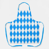 Blue White Harlequin Diamonds Checkers Design  エプロン (正面)