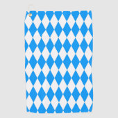 Blue White Harlequin Diamonds Checkers Design ゴルフタオル (正面)