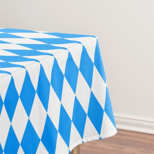 Blue White Harlequin Diamonds Checkers Design  テーブルクロス