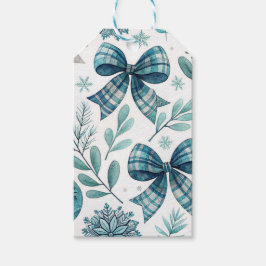 BLUE & WHITE HOLIDAY BOWS ギフトタグ