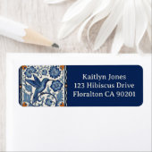 Blue & White Hummingbird Personalized Name Address ラベル (インサイチュ)