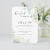 Blue White Hydrangea Floral Bridal Shower 招待状 (スタンド正面)