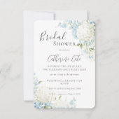 Blue White Hydrangea Floral Bridal Shower 招待状 (正面)