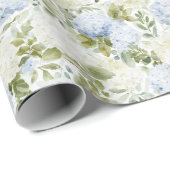 Blue White Hydrangea Romantic Floral Wedding ラッピングペーパー (ロールコーナー)