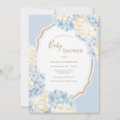 Blue & White Hydrangeas Vintage Baby Shower 招待状 (正面)
