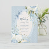 Blue White Hydrangeas Vintage Elegant Wedding  招待状 (スタンド正面)