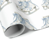 Blue White Ice Skates Christmas ラッピングペーパー (ロールコーナー)