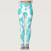 blue white illustration sport women レギンス (正面)
