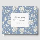 Blue White Ivory Flowers Wedding ゲストブック (正面)