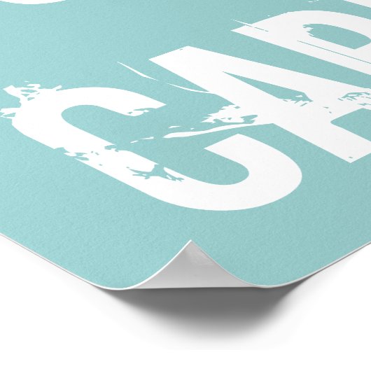 Blue & White Keep Calm and Carry On Art Poster ポスター (角)