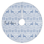Blue & White Knit Ugly Sweater Pattern Script Name フリース ツリースカート (正面)