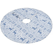 Blue & White Knit Ugly Sweater Pattern Script Name フリース ツリースカート (アングル)