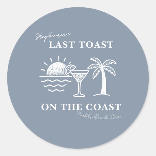 Blue & White Last Toast on the Coastバチェロレッテ ラウンドシール (正面)