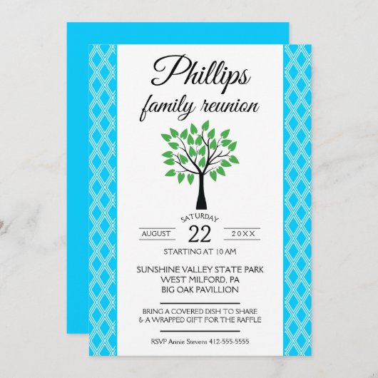 Blue & White Latticeファミリの懇親会発表 招待状 (正面/裏面)