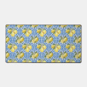 Blue White Lemon Tile Mediterranean Pattern デスクマット (正面)