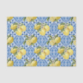 Blue White Lemon Tile Mediterranean Pattern 薄葉紙 (正面)
