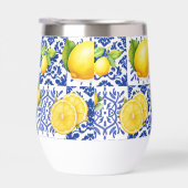 Blue White Lemon Tile Pattern Mediterranean Citrus (右面)